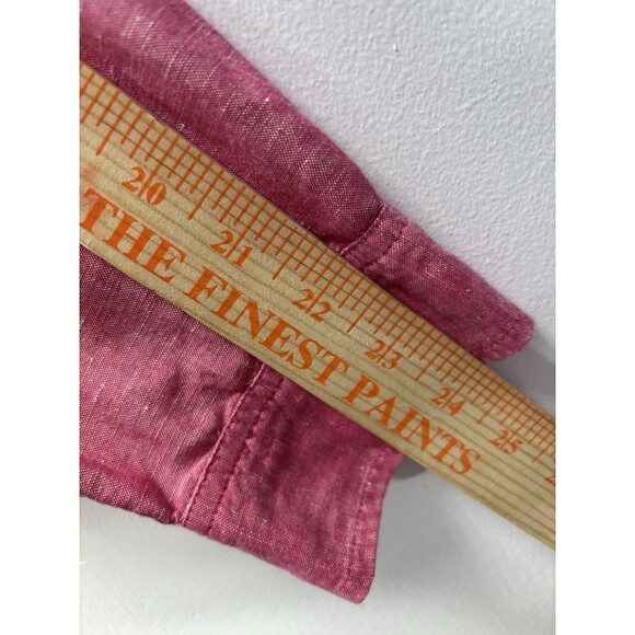 Talbots  Womens Tunic  Top Linen Heathered Red Long Sleeve Pocket Button-Up M - Picture 6 of 13